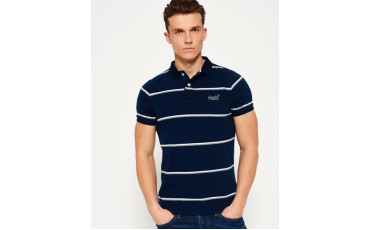 Superdry Echo Beach Stripe Polo Shirt - navy/optic/grey grit