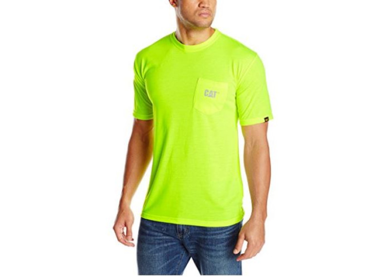 Caterpillar Men's Hi-Vis Trademark Pocket T-Shirt - Hi-vis Yellow