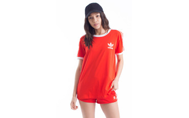 Adidas Women 3 Stripes T-Shirt - Core Red