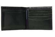 Tommy Hilfiger Men's Rfid Blocking 100% Leather Cambridge Passcase Wallet - Black