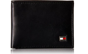 Tommy Hilfiger Men's Genuine Leather Oxford Slimfold Wallet -Black