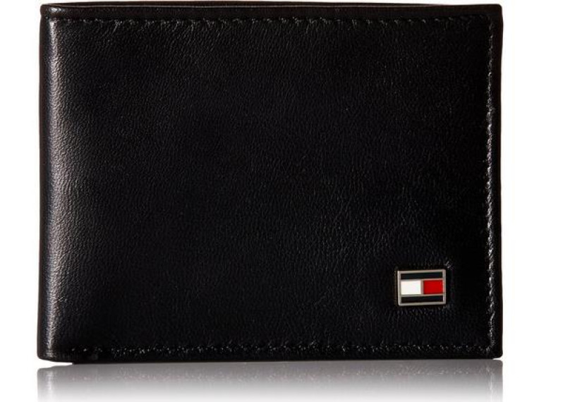 Tommy Hilfiger Men's Genuine Leather Oxford Slimfold Wallet -Black