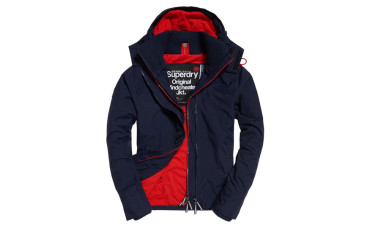 Superdry Pop Zip Hooded Arctic SD-Windcheater - nautical navy/rebel red