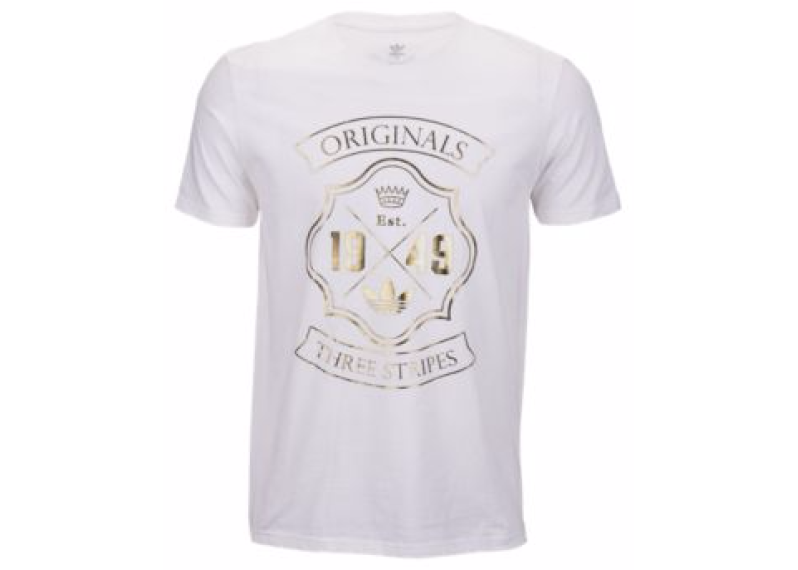 ADIDAS ORIGINALS GRAPHIC T-SHIRT - MEN'S - White/Gold Foil