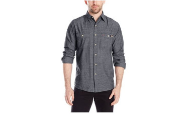 Long Sleeve Printed Chambray Shirt