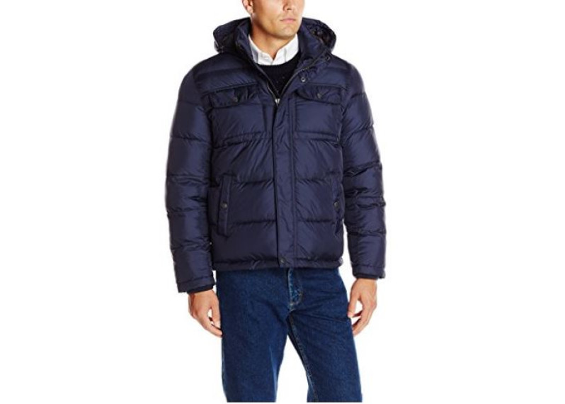 Nylon Two Pocket Hooded Puffer Jacket