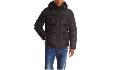 Nylon Two Pocket Hooded Puffer Jacket