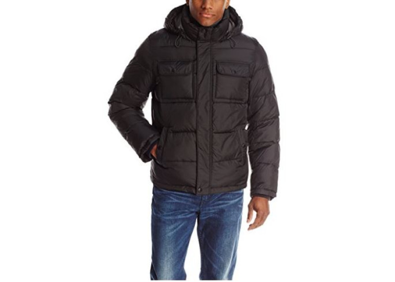 Nylon Two Pocket Hooded Puffer Jacket