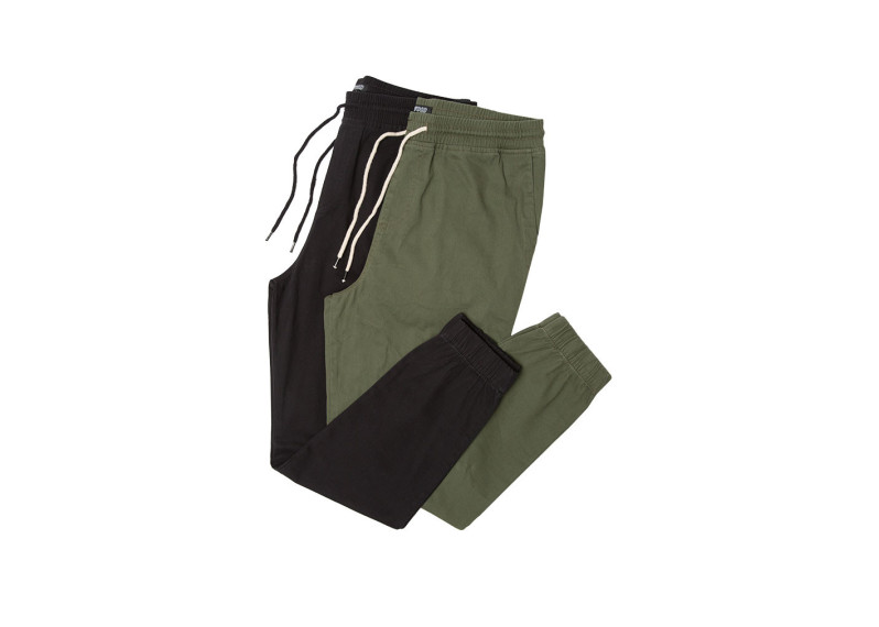 STRETCH TWILL JOGGERS 2-PACK IN MILITARY GREEN/BLACK 