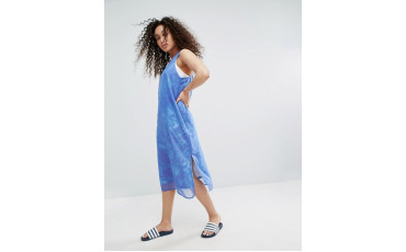 Ocean Printed Tank Dress With Chiffon Overlay