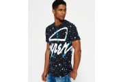 Crew Neck Splatter T-shirt -eclipse navy