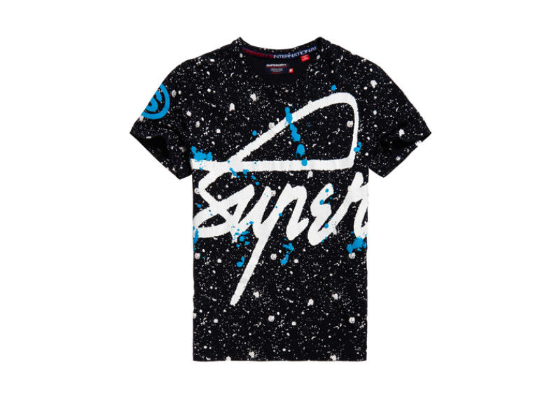 Crew Neck Splatter T-shirt -eclipse navy