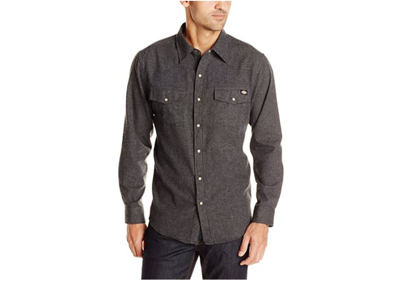 Long Sleeve Brushed Flannel Solid Western Shirt