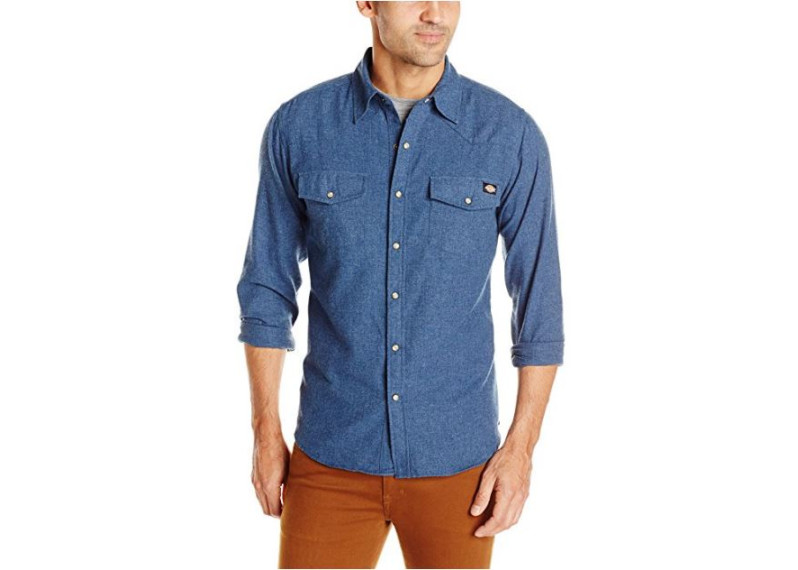 Long Sleeve Brushed Flannel Solid Western Shirt