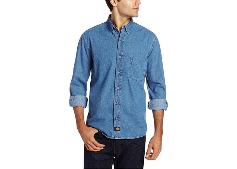 Long-Sleeve Denim Work Shirt