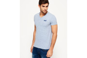 Vintage Embroidered V-neck T-shirt -flint blue grit