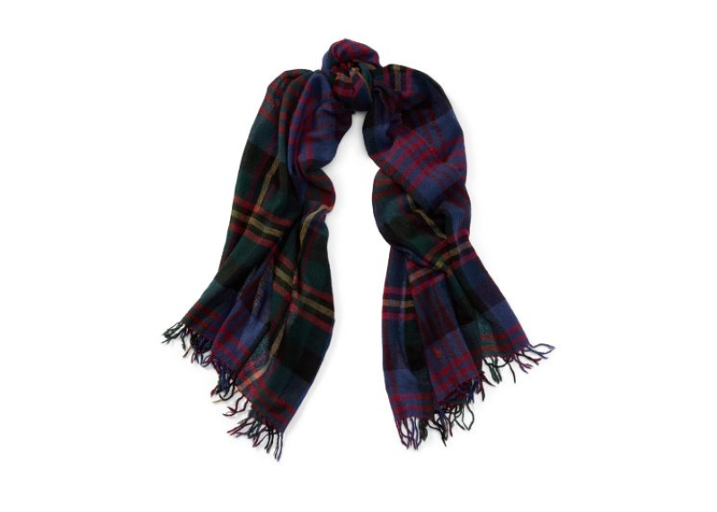 Lightweight Plaid Wool Scarf