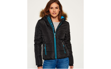 Fur Hooded Sports Puffer Jacket