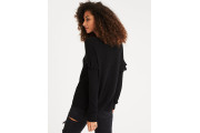 RIBBED RUFFLE-SHOULDER SWEATER