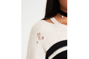 DESTROYED CUTOUT-COLLAR SWEATER