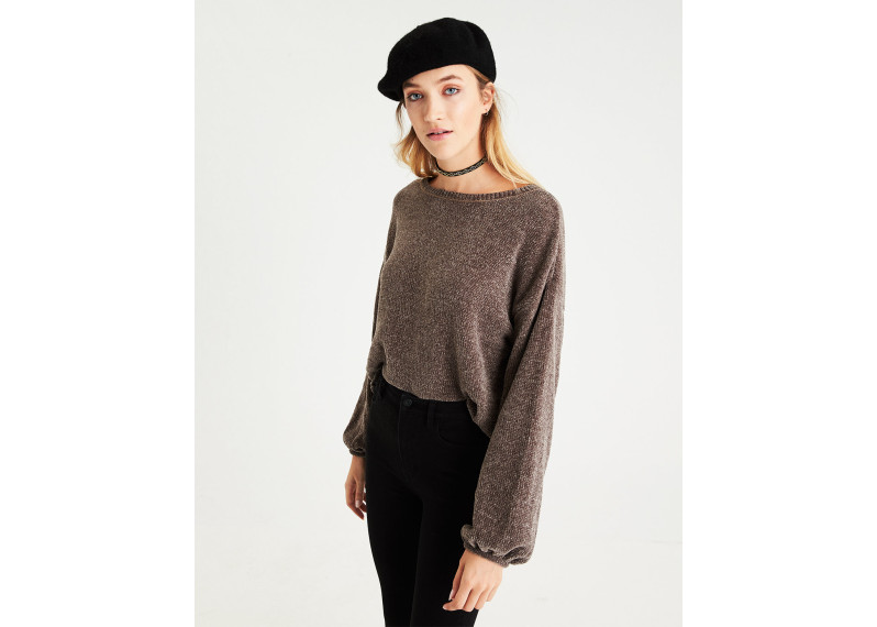 CHENILLE BALLOON-SLEEVE SWEATER