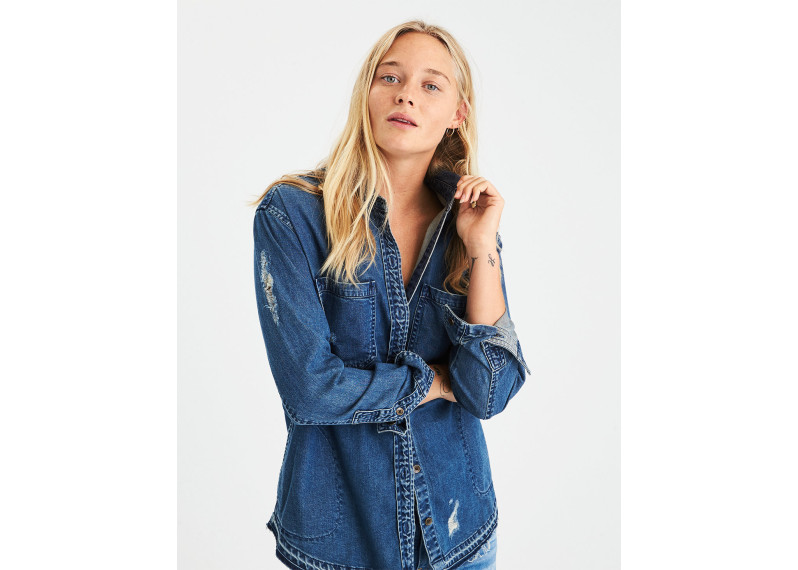 AEO GRAPHIC DENIM SHIRT JACKET