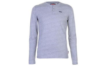 Lee Cooper Essentials Long Sleeve Granddad T Shirt Mens