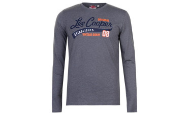 Lee Cooper Long Sleeve Vintage Motif T Shirt Mens