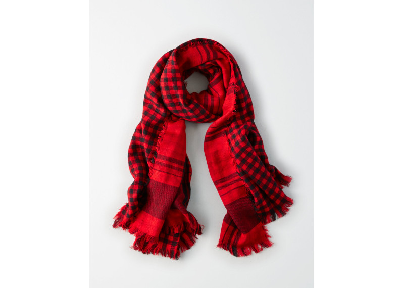 DOUBLE WEAVE PLAID SCARF