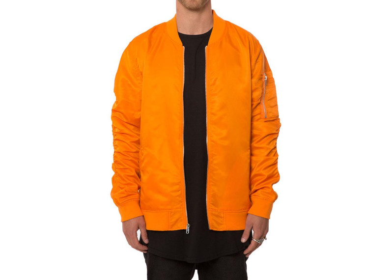 ORANGE NYLON BOMBER JACKET