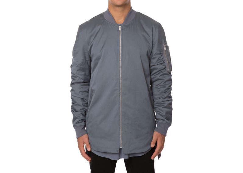 SLATE CURVED HEM BOMBER JACKET