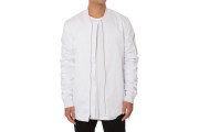 OPTIC WHITE CURVED HEM BOMBER JACKET