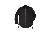 MATTE BLACK CURVED HEM BOMBER JACKET