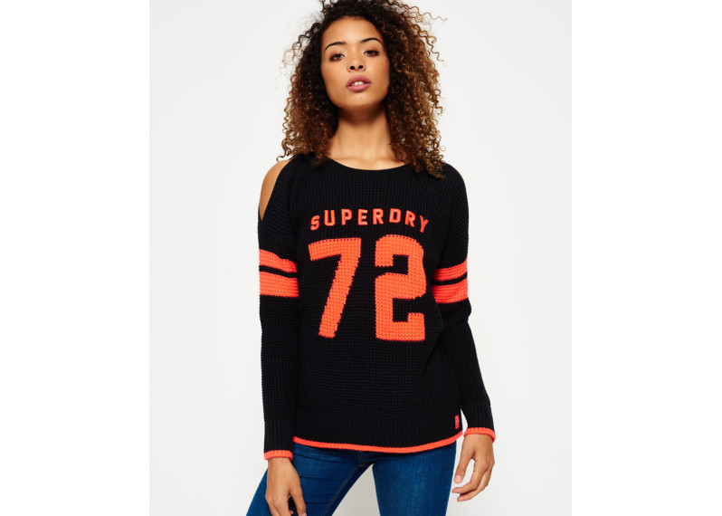 Varsity Cold Shoulder Knit Jumper