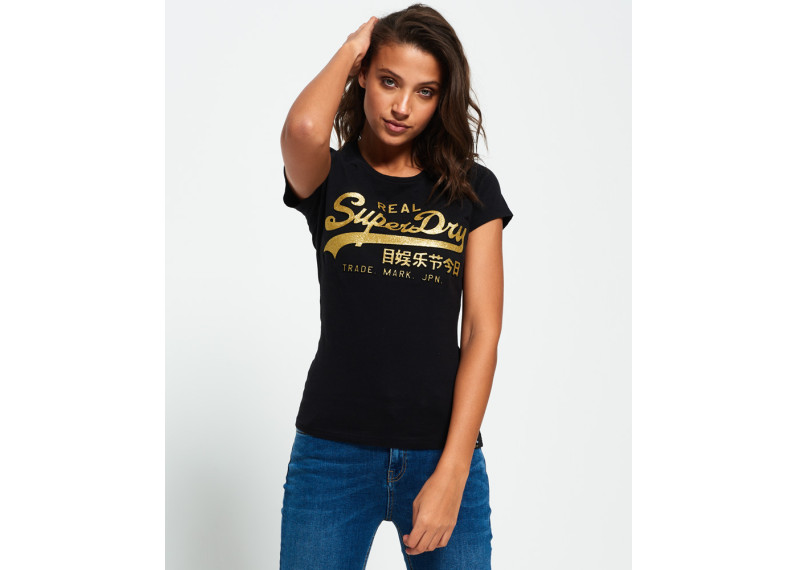 Vintage Logo Embossed Glitter T-Shirt