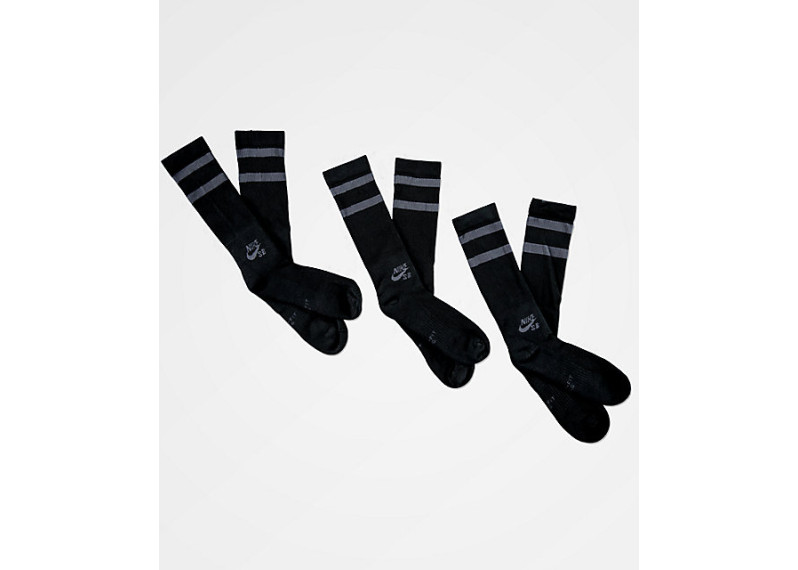 Nike SB 3 Pack Black & Charcoal Crew Socks