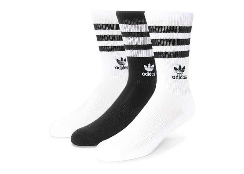 adidas Roller Black & White Crew Socks 3 Pack