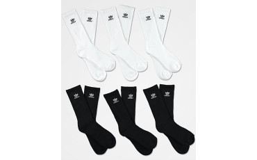 adidas Trefoil 6-Pack White & Black Crew Socks