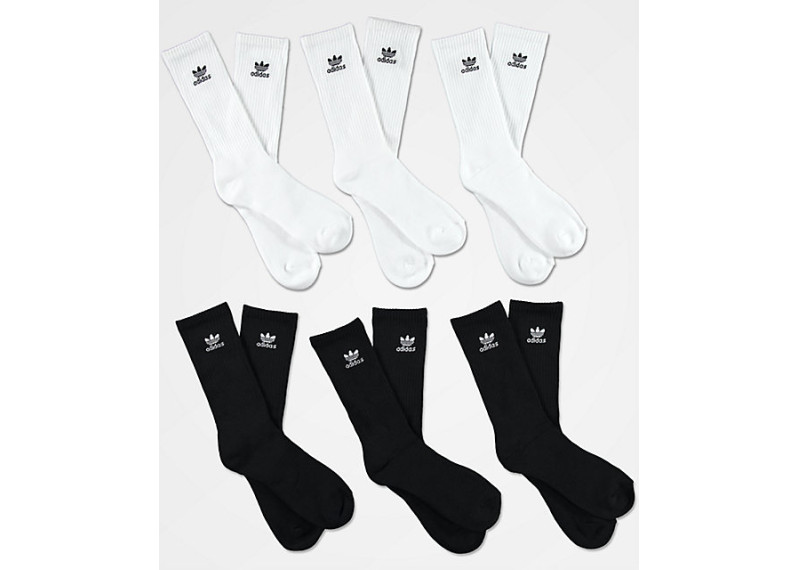 adidas Trefoil 6-Pack White & Black Crew Socks