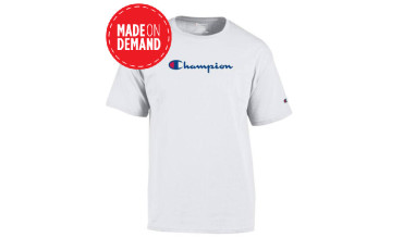 Mens Blue Script Short Sleeve Tee