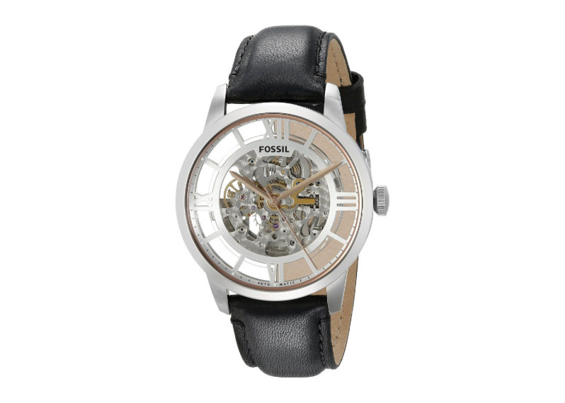 Townsman Automatic See Through Dial Black Leather Men's Watch