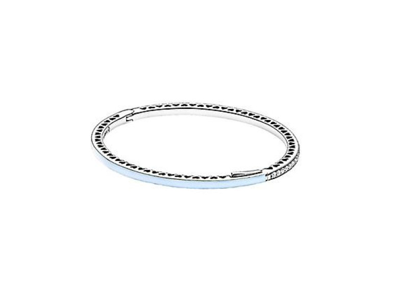 Radiant Hearts of PANDORA Silver CZ & Enamel Bangle