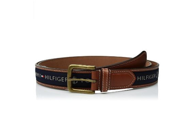 Tommy Hilfiger Men's Ribbon Inlay Belt (Standard & Big and Tall Sizes)