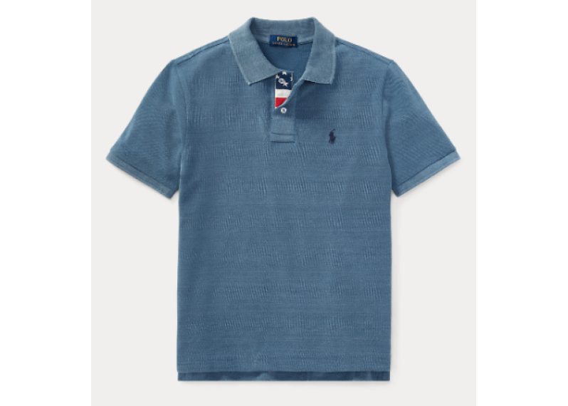 大童 Indigo Cotton Mesh Polo Shirt