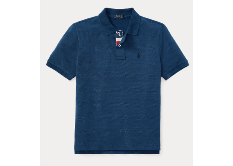 大童 Indigo Cotton Mesh Polo Shirt