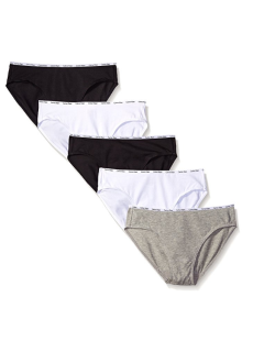 Calvin Klein Women's 5 Pack Cotton Stretch Logo Bikini - Black/White/Grey Heather