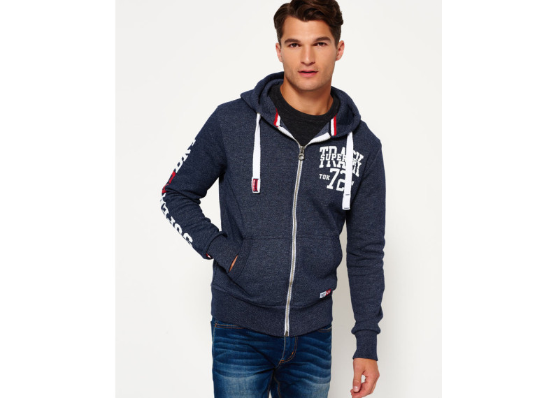 Trackster Zip Hoodie Navy Slub