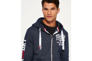 Trackster Zip Hoodie Navy Slub