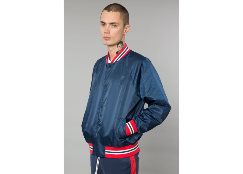 NAVY/RED NYLON VARSITY JACKET