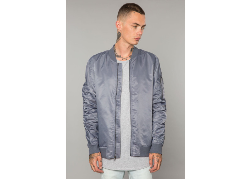 SLATE NYLON BOMBER JACKET